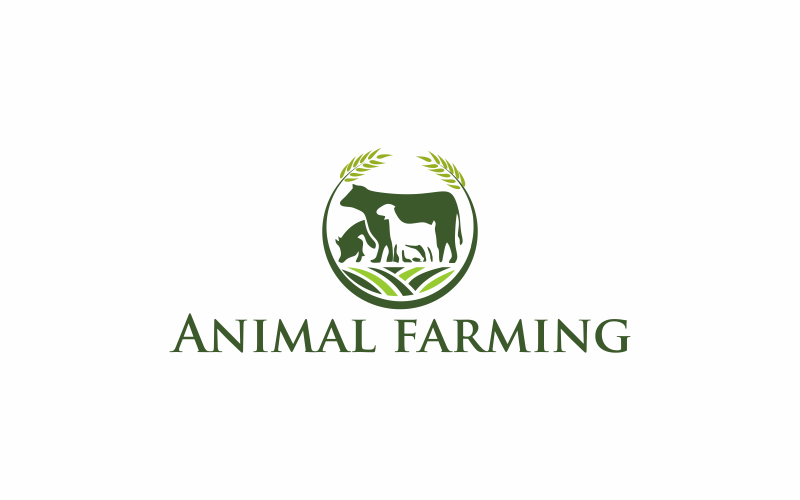 Download Шаблон логотипа "Animal Farming Logo Template" / Animal Farming Logo Template - Шаблон логотипа на тему графика farming,farm,animal,rural,industry,cattle,domestic,farmer,food,nature,organic,natural,husbandry,business,animals,chicken,pig,vector,care,grass