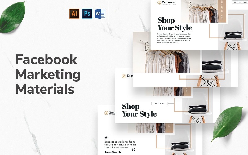 Boutique Facebook Cover and Post Social Media Template