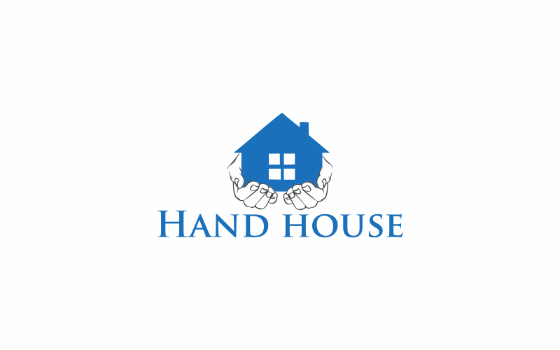 Download Шаблон логотипа "Hand House Logo Template" / Hand House Logo Template - Шаблон логотипа на тему графика home,house,hand,estate,real,property,business,concept,building,construction,architecture,symbol,human,roof,vector,white,woman,realtor,owner,icon