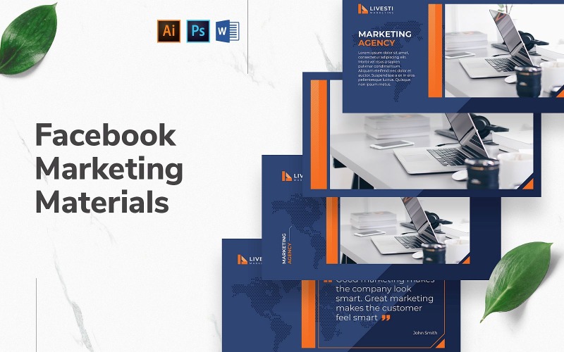 Download Шаблон для соцсетей "Marketing Agency Facebook Cover and Post Social Media Template" / Marketing Agency Facebook Cover and Post Social Media Template - Шаблон для соцсетей на тему графика facebook graphic design,facebook template editable,facebook template banner,facebook template cover,facebook template design,facebook template examples,facebook branding template,social media
