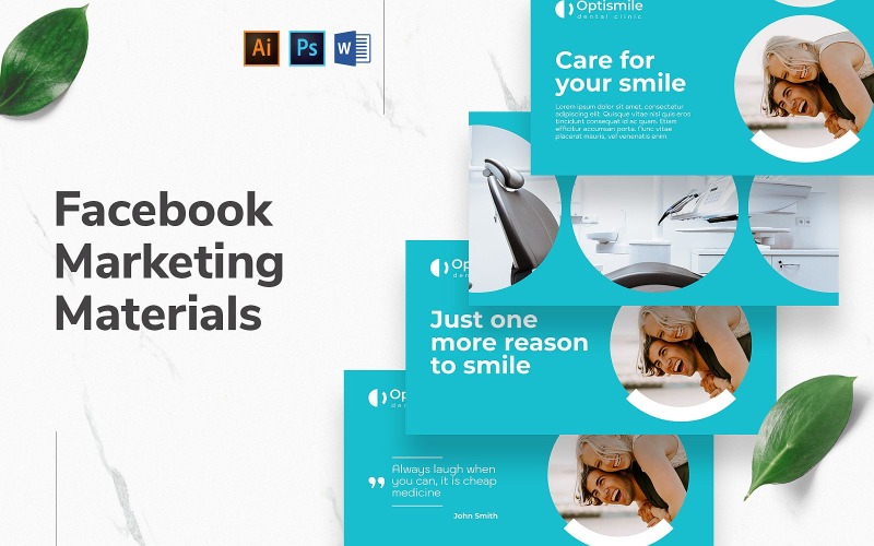 Modello di copertina e post per social media di Facebook della clinica dentale