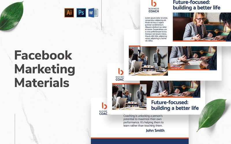 Modelo de capa e publicação de mídia social do Business Coach no Facebook