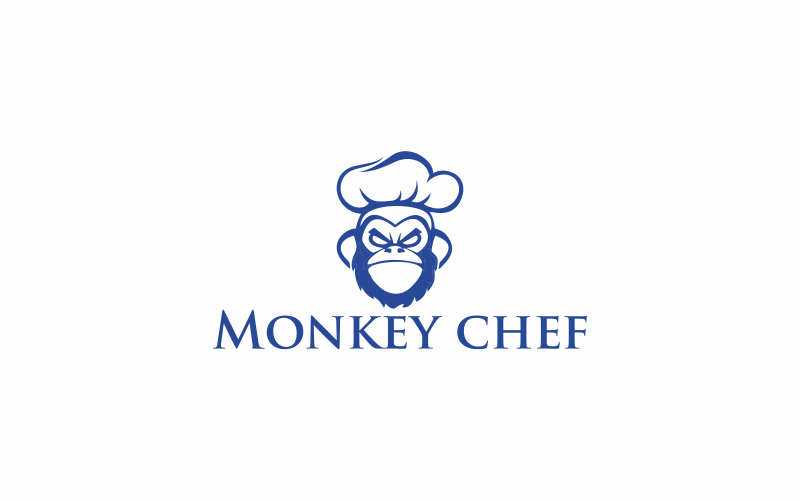 Download Шаблон логотипа "Monkey Chef Logo Logo Template" / Monkey Chef Logo Logo Template - Шаблон логотипа на тему графика chef,monkey,animal,illustration,cartoon,cook,restaurant,vector,hat,cute,character,design,gorilla,icon,fun,face,menu,symbol,profession,children