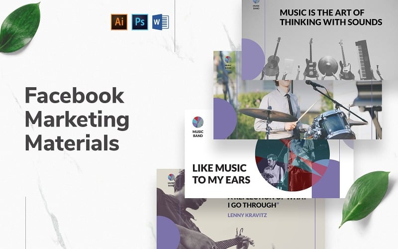 Download Шаблон для соцсетей "Music Band Facebook Cover and Post Social Media Template" / Music Band Facebook Cover and Post Social Media Template - Шаблон для соцсетей на тему графика facebook graphic design,facebook template editable,facebook template banner,facebook template cover,facebook template design,facebook template examples,facebook branding template,social media