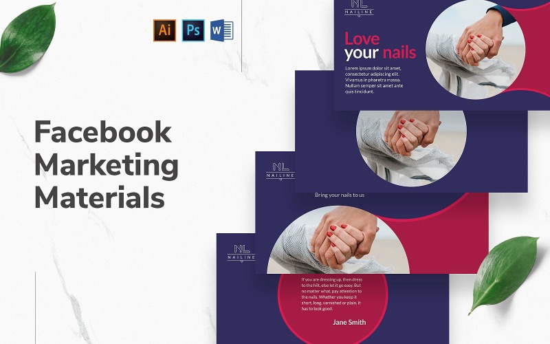Nail Studio Facebook Cover en Post Social Media Template