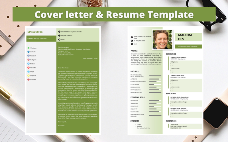Download Резюме "Professional  No 06 - Extravagant Bamboo Resume Template" / Professional  No 06 - Extravagant Bamboo Resume Template - Резюме на тему графика resume template,professional resume,elegant resume,modern resume,docx,word,pptx,powerpoint,easy to edit,easy to print