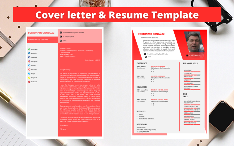 Download Резюме "Professional  No 13 - Degrading Slash Red Resume" / Professional  No 13 - Degrading Slash Red Resume - Резюме на тему графика resume template,professional resume,elegant resume,modern resume,docx,word,pptx,powerpoint,easy to edit,easy to print