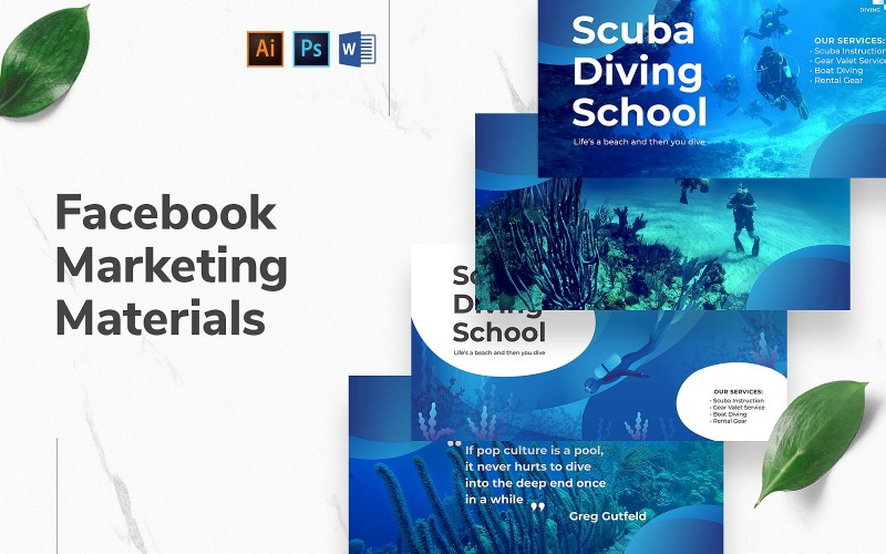 Scuba Diving Facebook Cover and Post Social Media Template
