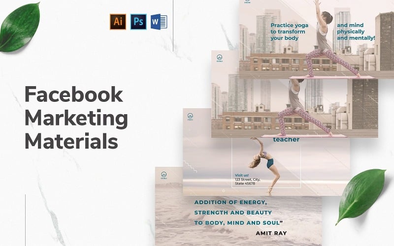 Yoga Instructor Facebook Cover and Post Social Media Template