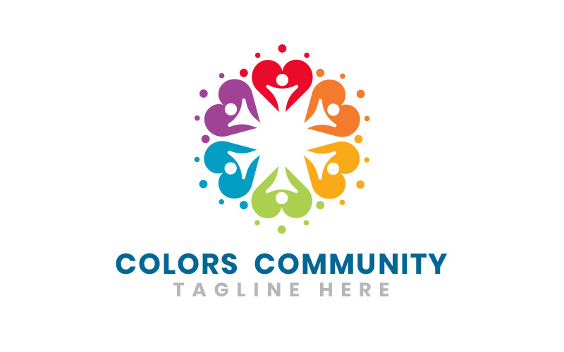 Modelo de logotipo de pessoas coloridas e coração