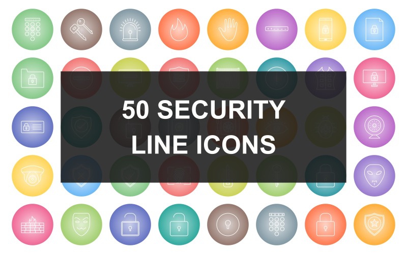50 beveiligingslijn ronde verloop Icon set