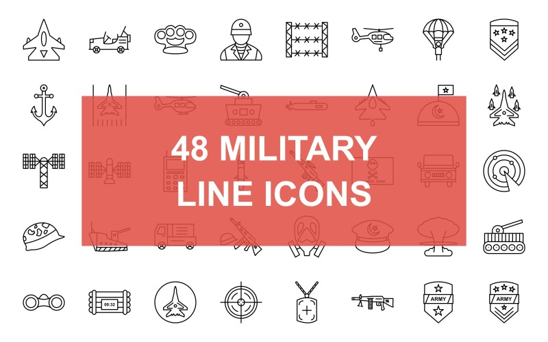 Download Набор иконок "48 Military Line Black Iconset" / 48 Military Line Black Iconset - Набор иконок на тему military fighter jet,tank,jeep,time bomb,revolver,life jacket,bomb,knuckle,soldier,wire,helicopter,parachute,military badge,anchor,airbase,submarine,military base,plane dropping missile,satellite towe