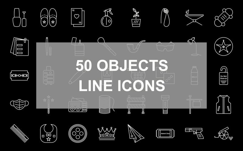 Набор иконок из 50 объектов