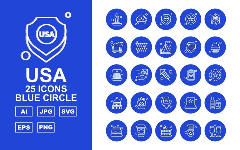 25 Premium VS Blue Circle Icon Pack Iconset