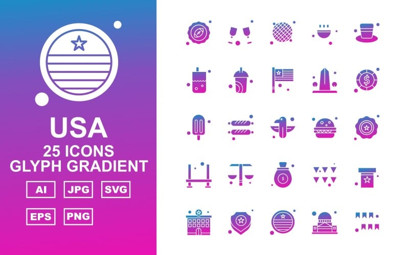 25 Premium VS Glyph Gradient Icon Pack