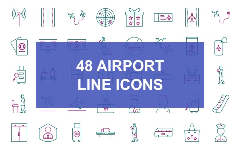 Sada dvou barevných ikon 48 Airport Line