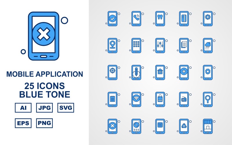 25 Premium mobiele applicatie Blue Tone Icon Pack Iconset