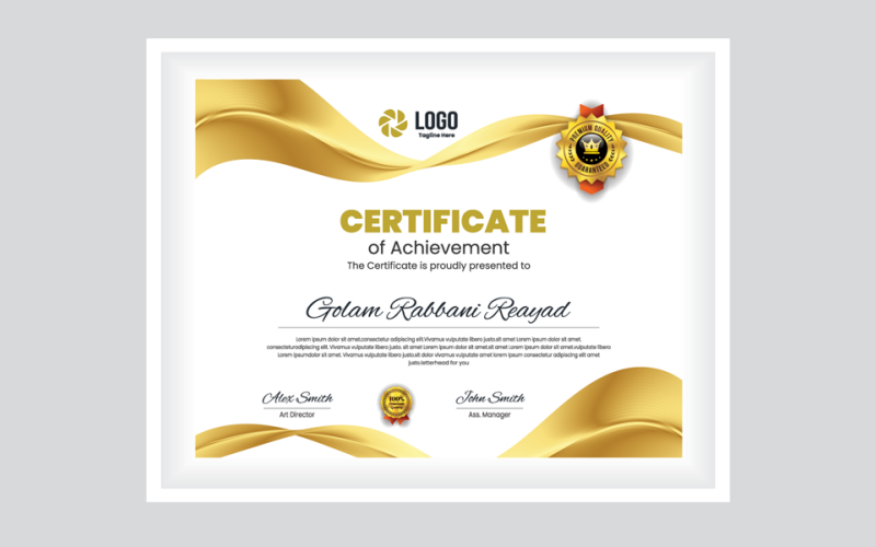 Certificato oro e nero