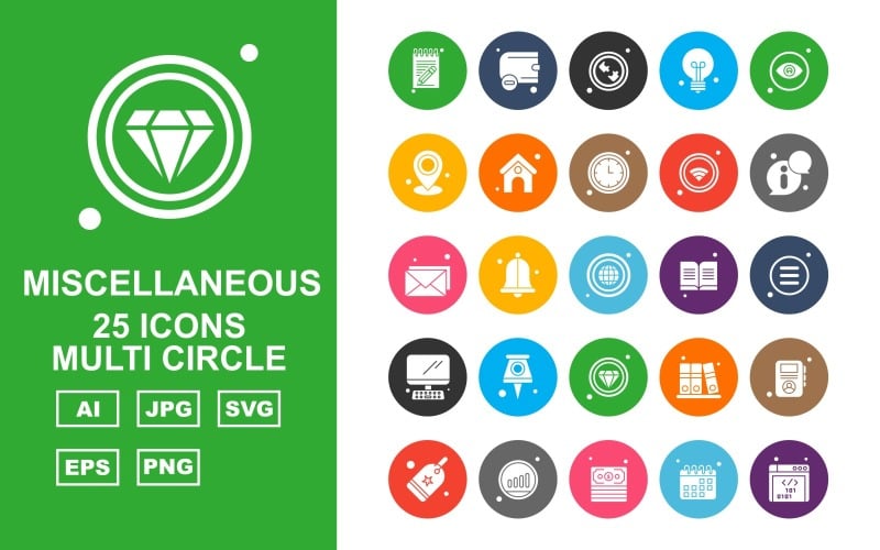 25 Premium Verschiedenes Multi Circle Icon Pack