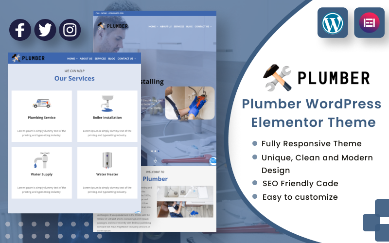 Thème WordPress Elementor pour plombier