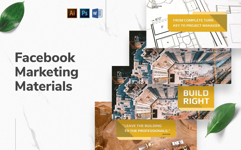 Download Шаблон для соцсетей "Construction Company Facebook Cover and Post" / Construction Company Facebook Cover and Post - Шаблон для соцсетей на тему графика facebook graphic design,facebook template editable,facebook template banner,facebook template cover,facebook template design,facebook template examples,facebook branding template,social media