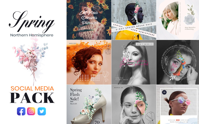 Download Шаблон для соцсетей "Spring Northern Hemisphere" / Spring Northern Hemisphere - Шаблон для соцсетей на тему графика spring,northern,hemisphere,social,media,template,promotion,celebrations,offers,sale,facebook,instagram,twitter,post,online,shopping