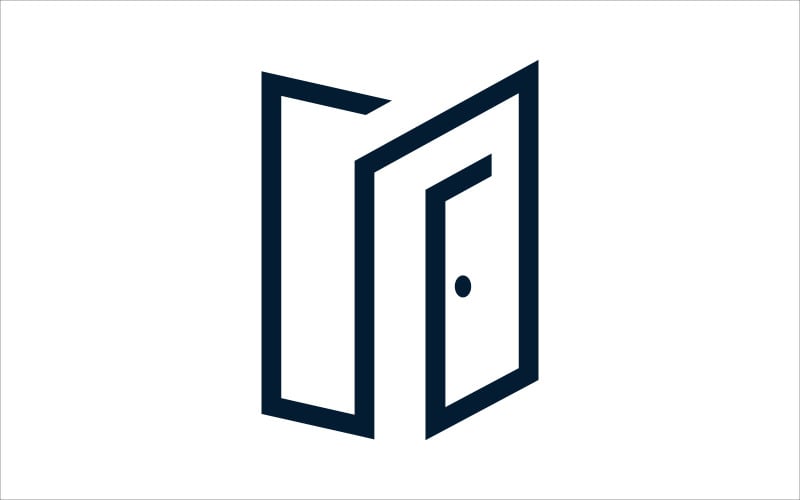 Apri il modello di logo di progettazione del logo di vettore della porta