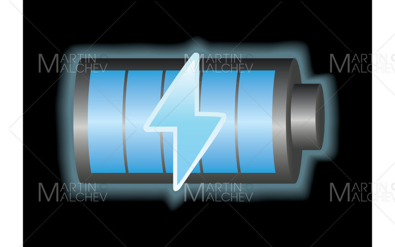 Download Иллюстрация "Battery on Black" / Battery on Black - Иллюстрация на тему графика battery,electricity,energy,charge,icon,full,power,illustration,technology,electric,symbol,vector,fuel,recharge,sign,green,lightning,electrical,alkaline,blue
