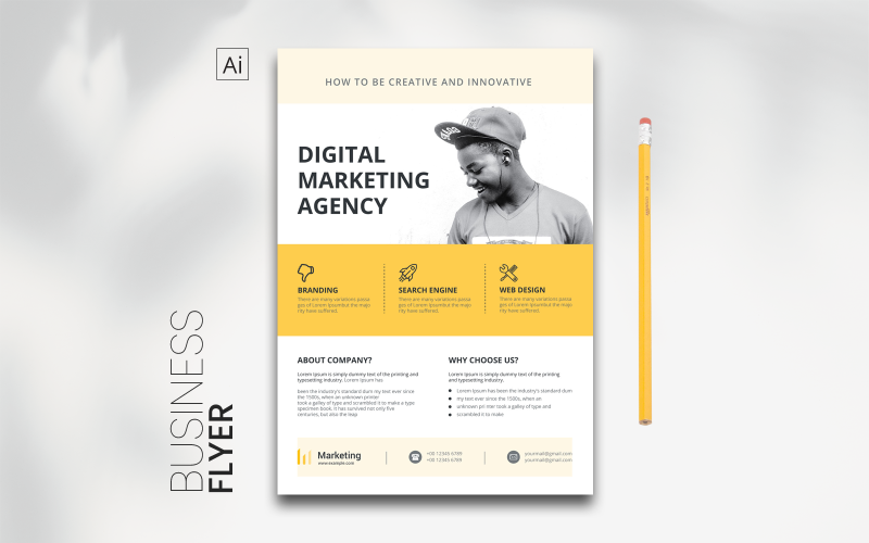 Download Фирменный стиль "Creative &amp; Clean Flyer" / Creative &amp; Clean Flyer - Фирменный стиль на тему графика template,flyer,business,modern,poster,corporate,design,a4,creative,simple,company,print,style,concept,element,sales,icon,idea,elegant,stylish