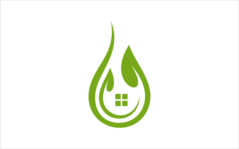 Dom Liść Kropla Wody Wektor Logo Szablon Projektu Szablon Logo