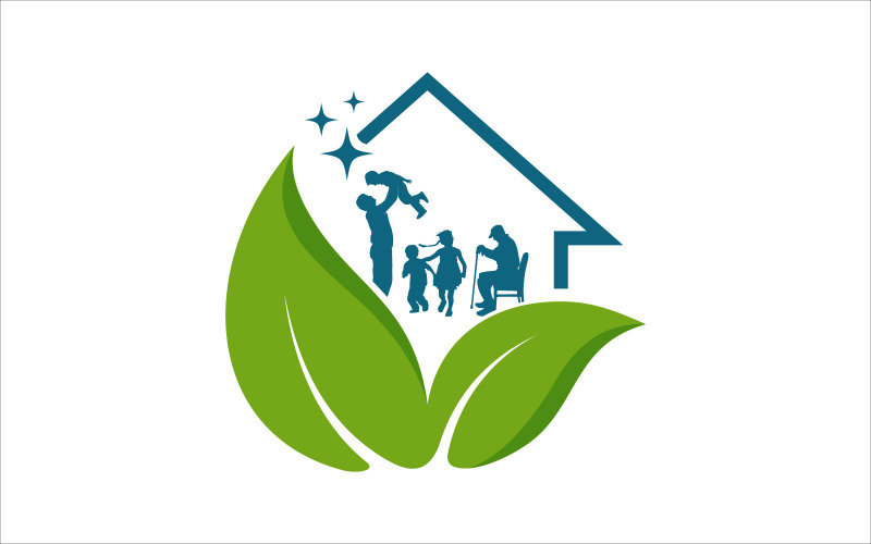 Evde Bakım Aile Vektör Logo Tasarım Logo Şablonu