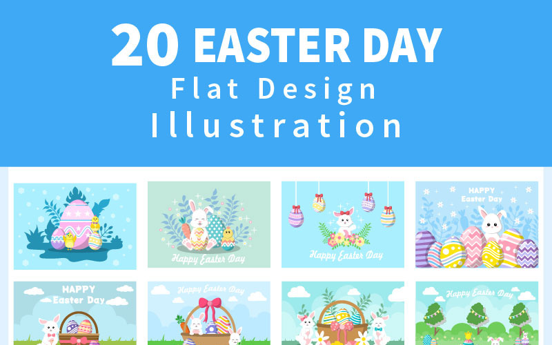 20 Frohe Ostertag - Illustration Hintergrund