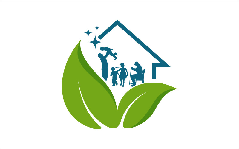 Home Care Family Vector Logo Design Modelo de logotipo
