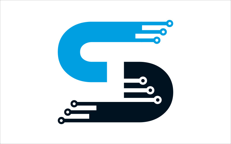 Modello di logo di progettazione di logo di vettore di tecnologia della lettera S