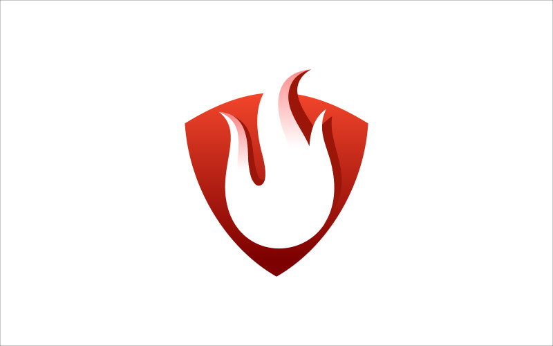 Огненный Щит Векторный Логотип Дизайн Шаблона Шаблон Логотипа