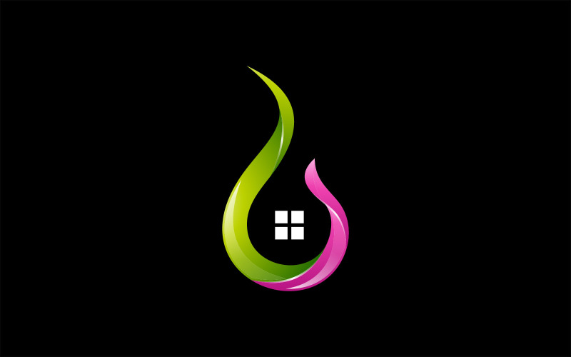 Полум'я будинок векторний логотип шаблон оформлення логотипу шаблон