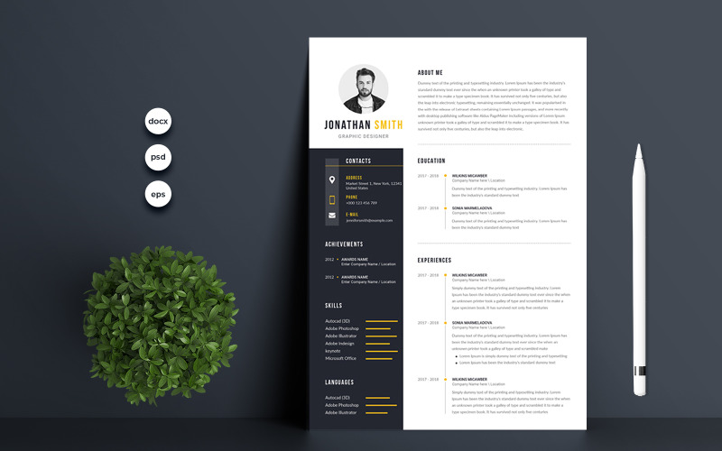 Download Резюме "Smith Printable Resume Templates" / Smith Printable Resume Templates - Резюме на тему графика 1 page resume,2 page resume,a4,blue,clean resume,clean,cover letter,creative,cv template,cv,design,document,infographic,microsoft word,minimalist,modern resume,modern,photoshop,portfolio,prof