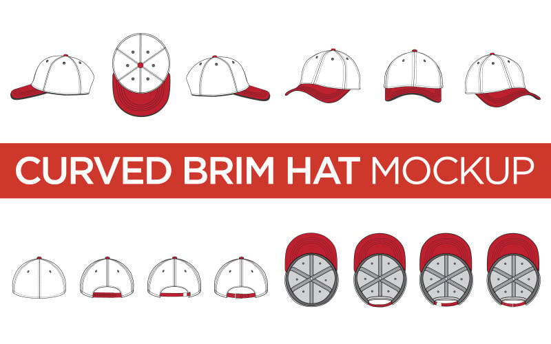 Curved Brim Hats - Vector Mockup