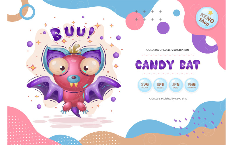 Download Vector "Cute Candy Bat - Vector Image" / Cute Candy Bat - Vector Image - Vector на тему графика cartoon,bat,animal,vector,isolated,character,halloween,illustration,horror,vampire,october,cute,mammal,flying,graphic,smiling,adorable,comic,creature,drawing