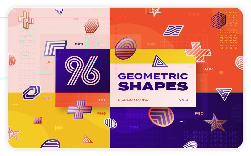 96 Geometrische vormen & Logo Marks Collection Vol2 - Vector afbeelding