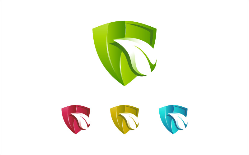 Création de logo vectoriel coloré de bouclier de feuille
