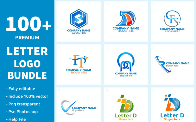 Download Шаблон логотипа "100+ Letter Logo Bundle" / 100+ Letter Logo Bundle - Шаблон логотипа на тему графика letter,initial,letter  logo,logo,logotype,digital,media,modern,web,design,website,app,pixel,photography,internet,data,agency,technology,studio,icon