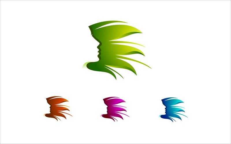 Mulheres de beleza e vetor de design de logotipo de asa