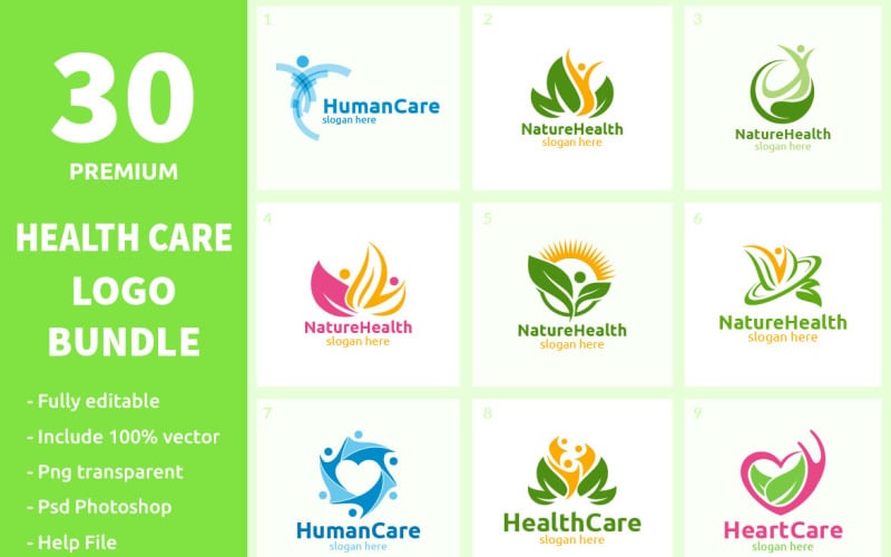 30+ Pacote de Logotipo de Cuidados de Saúde