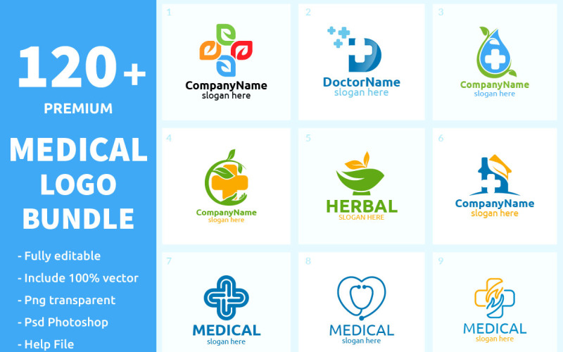 120+ paket med medicinsk logotyp