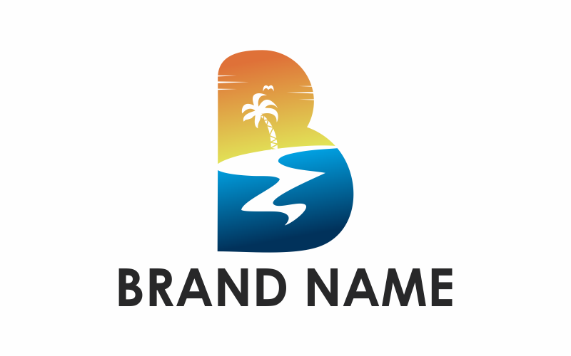 Mektup B Beach Logo Şablonu