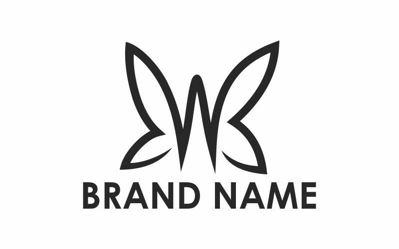Modèle de logo lettre W papillon