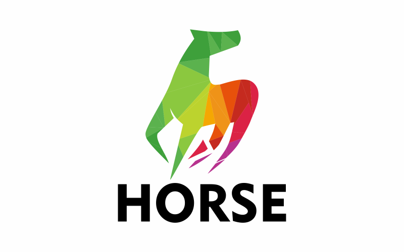 Modèle de logo de cheval en couleur