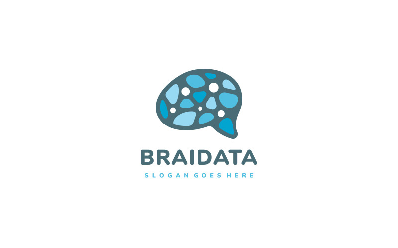 Modèle de logo de données de cerveau de technologie