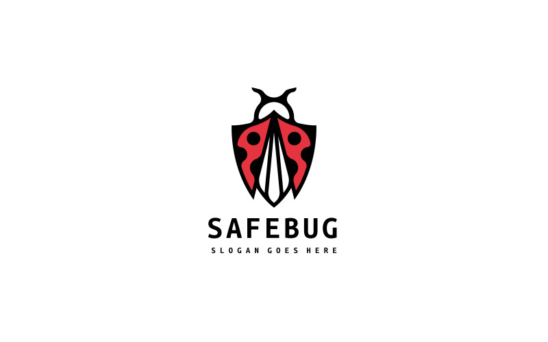 Modello di logo bug scudo di sicurezza